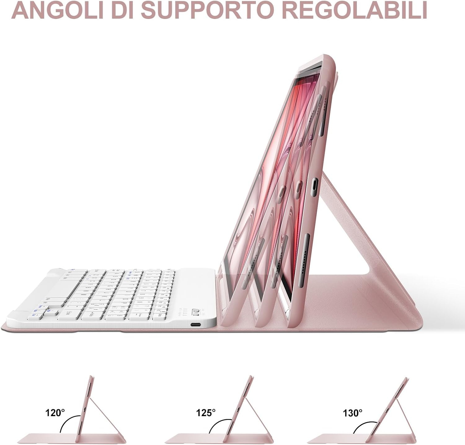 Étui Clavier Rose QWERTY IT iPad Air 11" avec Porte-Crayon - Outlet jusqu'à -30%