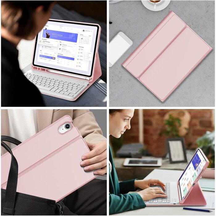 Étui Clavier pour iPad Air 11" Rose, AZERTY Italien, avec Porte-Crayon - Article Outlet