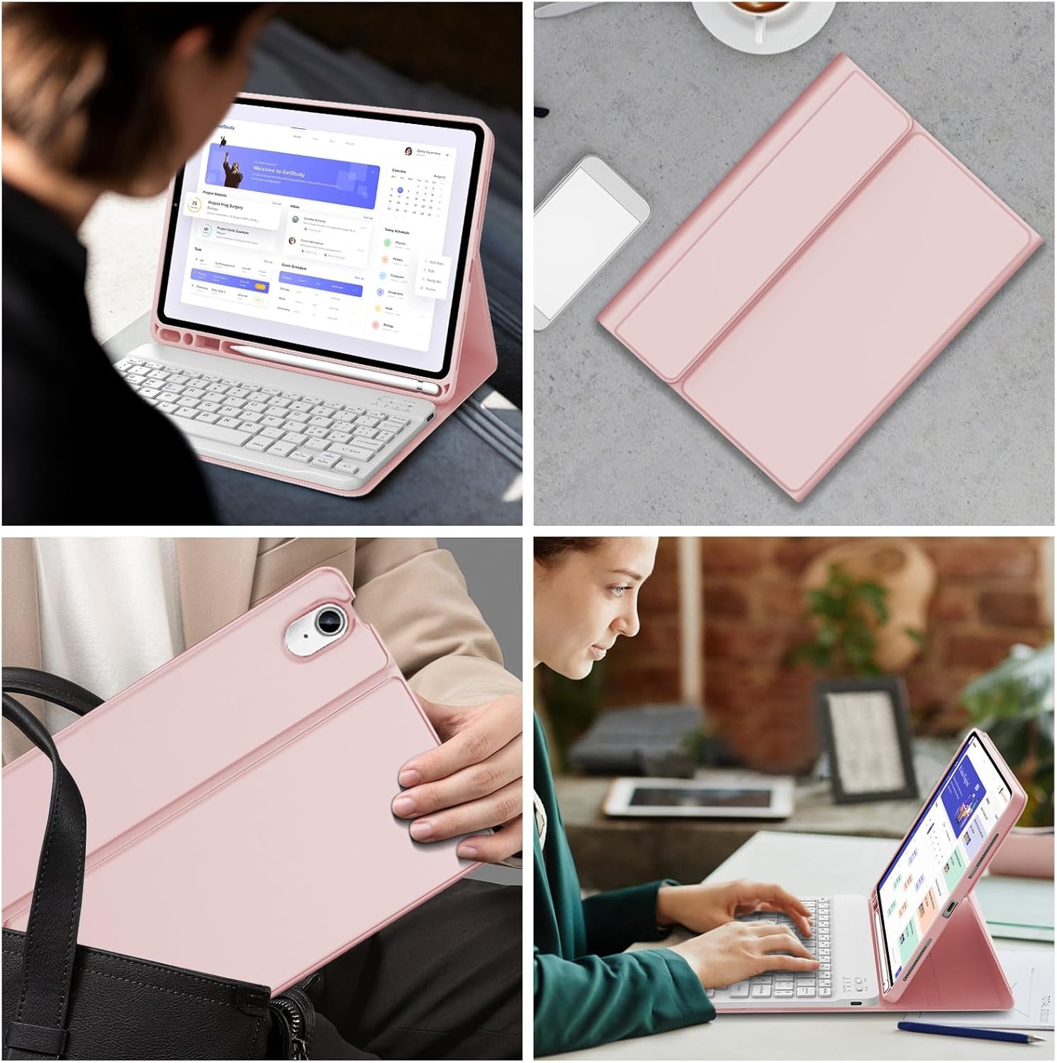 Étui Clavier Rose QWERTY IT iPad Air 11" avec Porte-Crayon - Outlet jusqu'à -30%