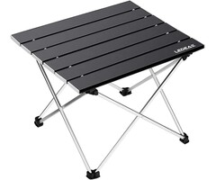 Table de camping compacte en aluminium noir, petite - Légère et pliable