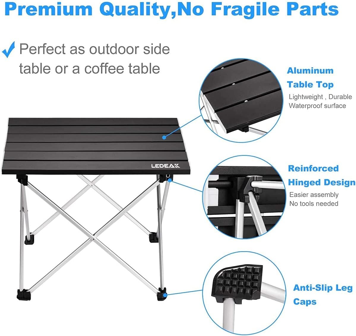 Table de camping compacte noire - Légère, pliable | Jusqu'à 35% de réduction