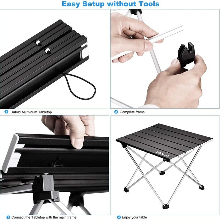 Table de camping compacte noire - Légère, pliable | Jusqu'à 35% de réduction