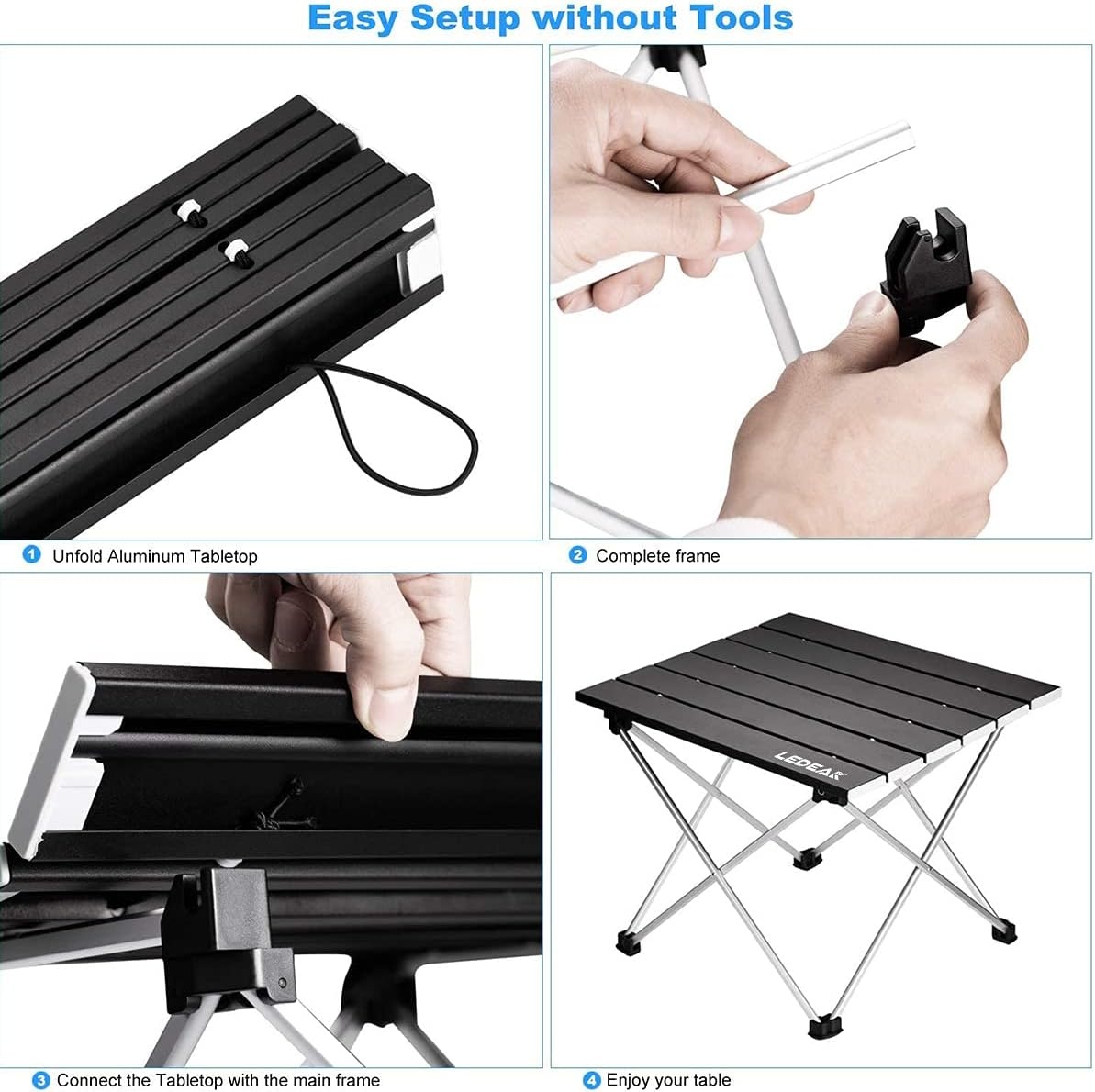Table de camping compacte noire - Légère, pliable | Jusqu'à 35% de réduction