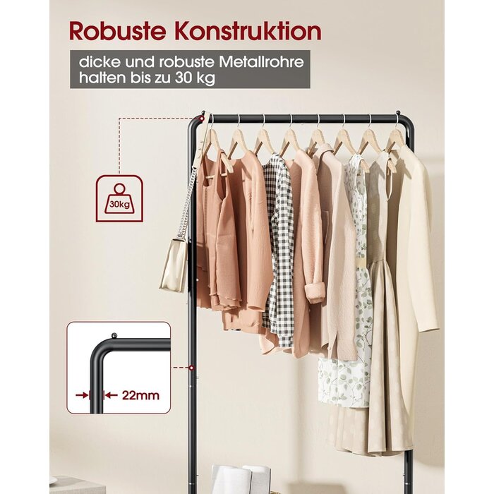 Portant à vêtements noir moyen, à roulettes, avec étagère - Robustesse et organisation pour votre dressing