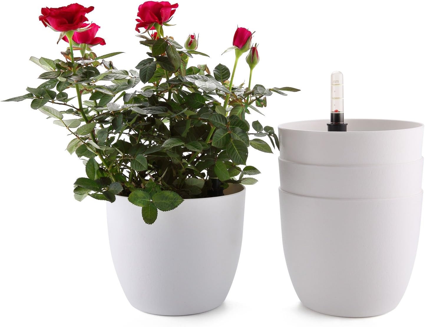 Lot 4 pots de fleurs auto-arrosants blancs 15cm - Jusqu'à -30% !