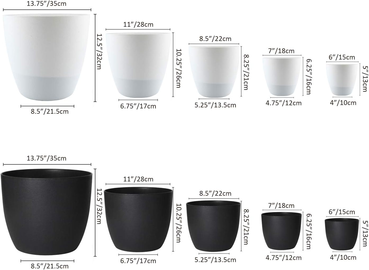 Lot 4 pots de fleurs auto-arrosants blancs 15cm - Jusqu'à -30% !