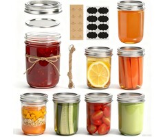 8 Pots en Verre avec Couvercle 240ml - Rangement pour Confiture, Petits Déjeuners & Décoration