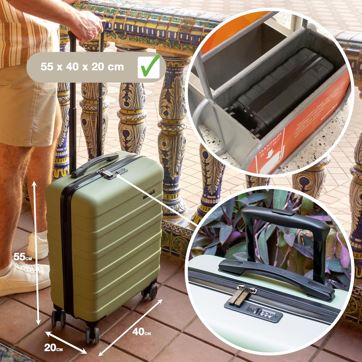 Valise Cabine ABS 55x40x20cm, 8 Roues, Serrure - Jusqu'à 35% de réduction