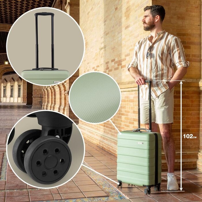 Valise Cabine 55x40x20cm, Coque Rigide ABS, 8 Roues, Serrure Intégrée