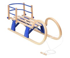 Luge Pliante avec Dossier 110 cm Contreplaqué Beige et Bleu