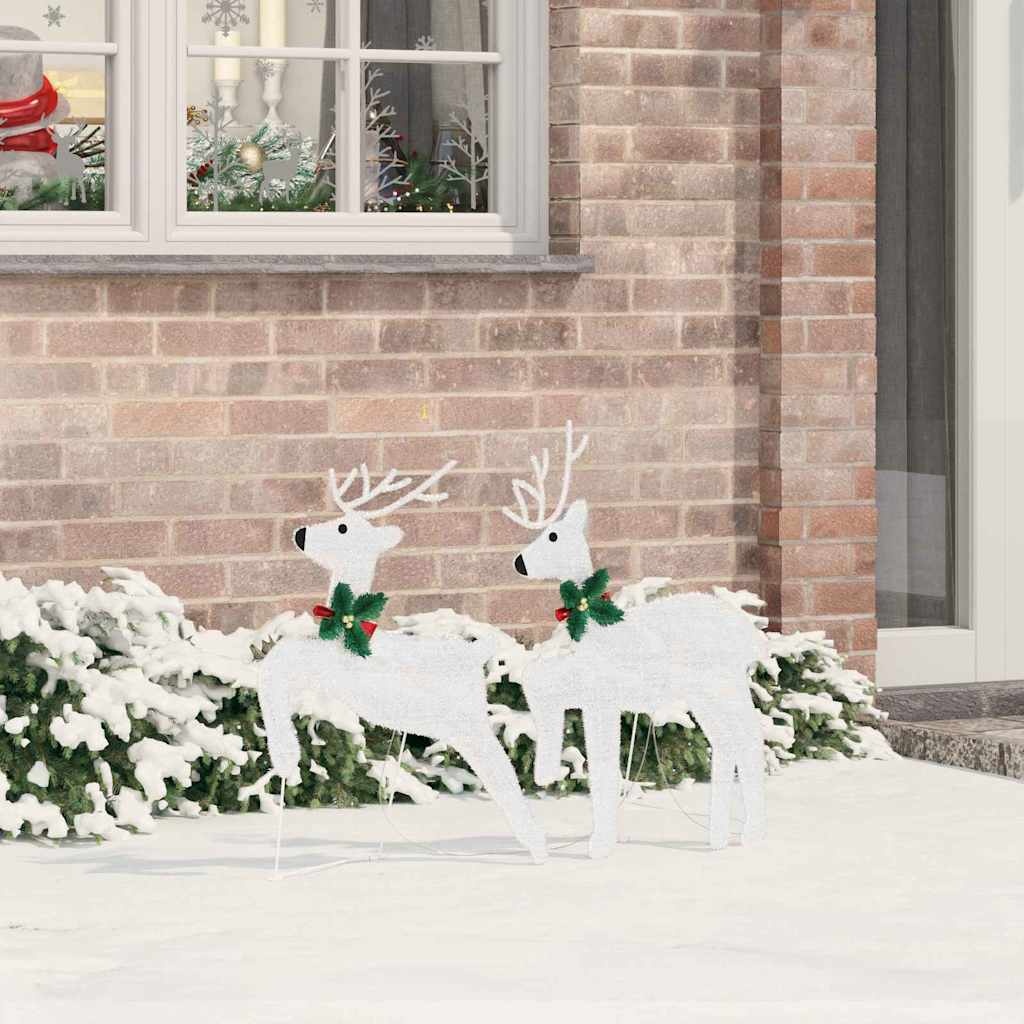 Lot de 2 Rennes LED décoratifs tissu argenté 65 cm - Jusqu'à -35%