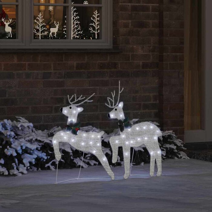 Lot de 2 Rennes LED décoratifs tissu argenté 65 cm - Jusqu'à -35%