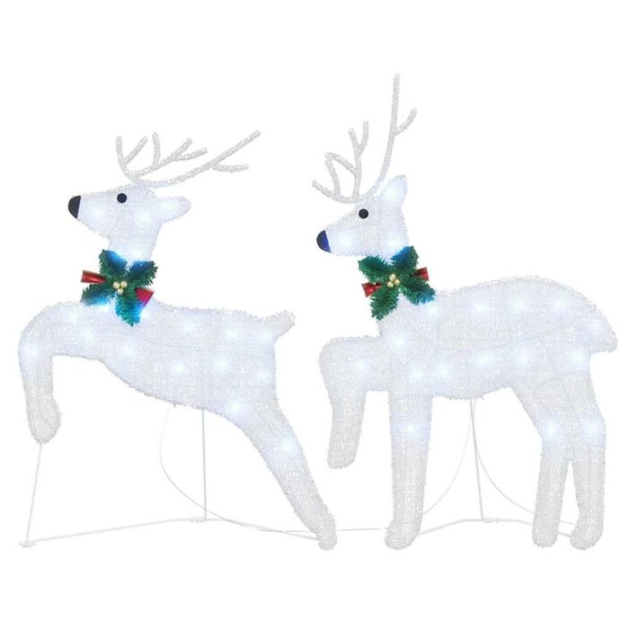 Lot de 2 Rennes LED décoratifs tissu argenté 65 cm - Jusqu'à -35%