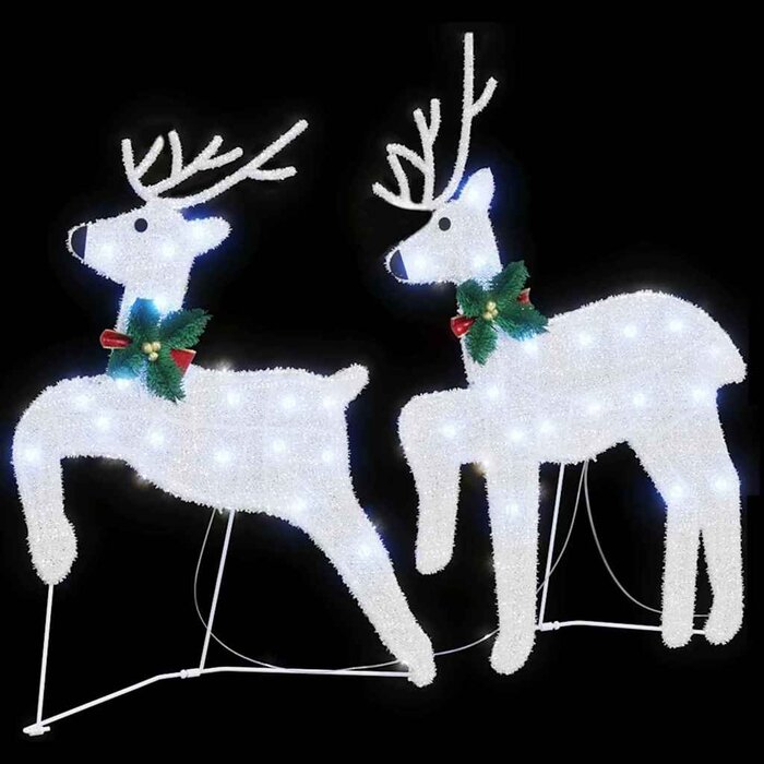 Lot de 2 Rennes LED décoratifs tissu argenté 65 cm - Jusqu'à -35%