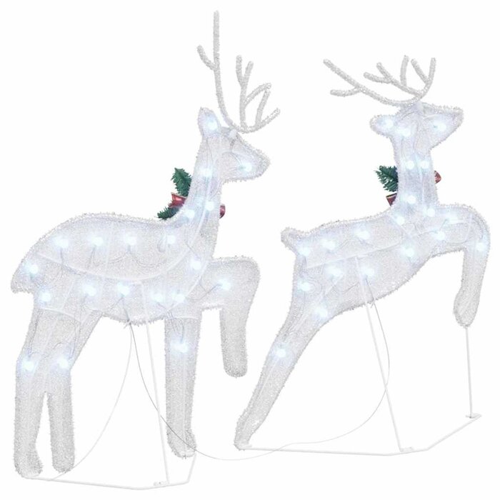 Lot de 2 Rennes LED décoratifs tissu argenté 65 cm - Jusqu'à -35%