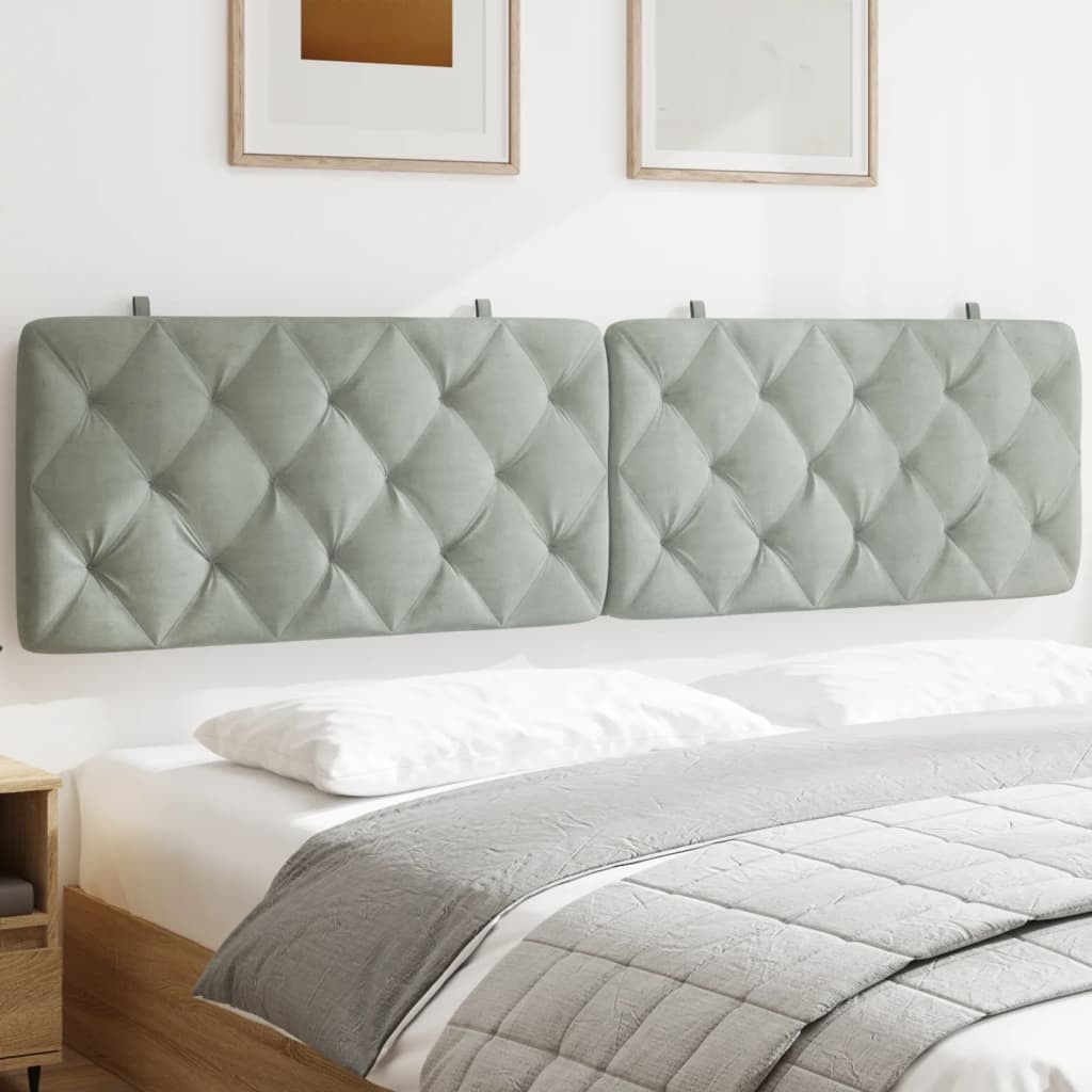 Tête de lit capitonnée velours 200cm gris clair - Jusqu'à -35%