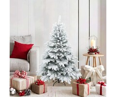 Sapin de Noël Artificiel 120 cm Vert PE & PVC avec 150 LED et Pied - Parfait pour la Maison et Terrasses Protégées