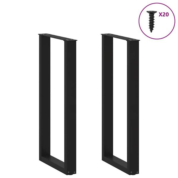 Pieds de table de bar U-Shape 2 pcs Acier Noir - Jusqu'à -35% !