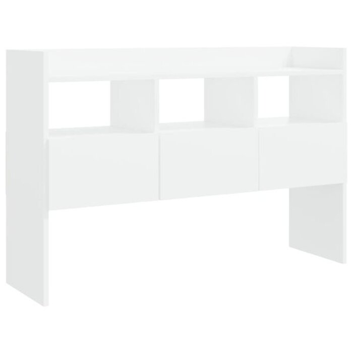 Bahut bas bois blanc 105 cm - Rangement 3 tiroirs & niches | Jusqu'à -35%