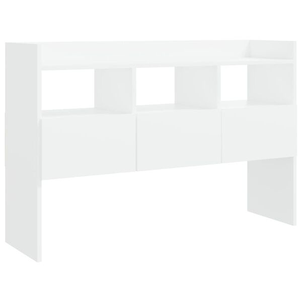 Bahut bas bois blanc 105 cm - Rangement 3 tiroirs & niches | Jusqu'à -35%