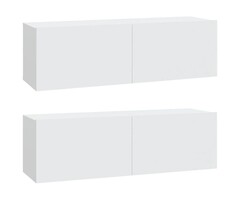 Meubles TV Muraux, Lot de 2, 100x30x30 cm, Bois Ingénierie, Blanc