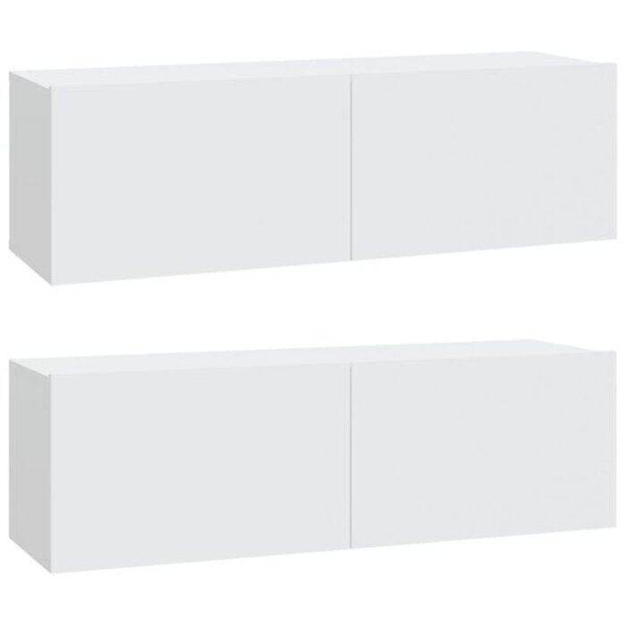 Meubles TV Muraux, Lot de 2, 100x30x30 cm, Bois Ingénierie, Blanc