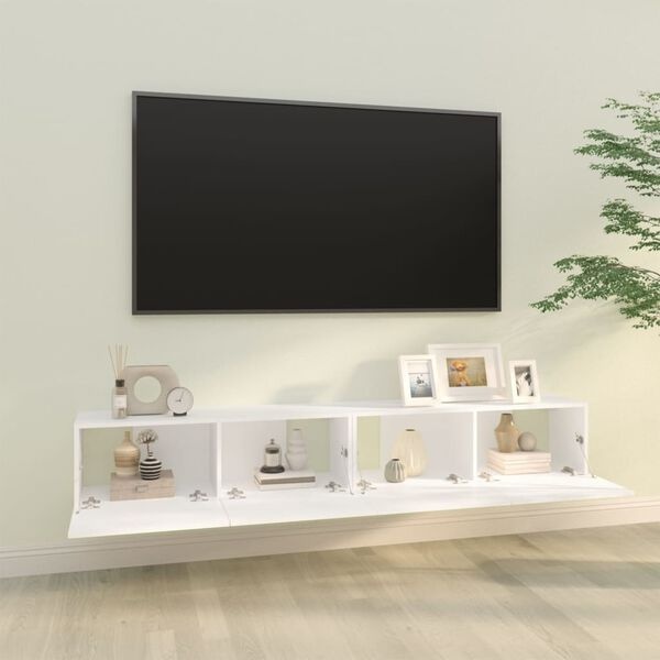 Lot de 2 Meubles TV Muraux Blanc, 100x30x30 cm - Jusqu'à 35% de réduction !