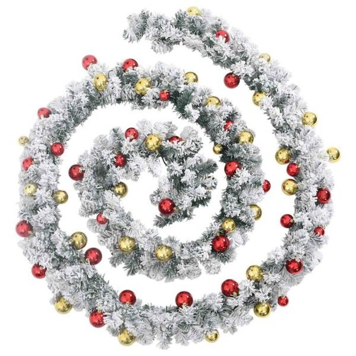 Guirlande de Noël PVC Verte 10m avec Boules et LED - Jusqu'à -35%