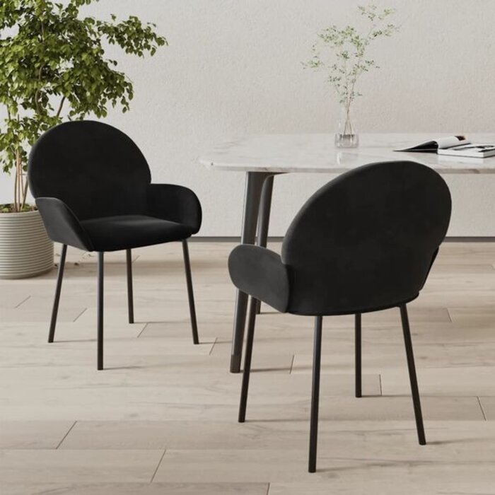 Chaises de salle à manger 2 pcs Velours Noir - Confort et Design Élégant