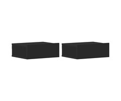 Table de chevet flottante - 40x30x15 cm - Bois composite noir - Lot de 2