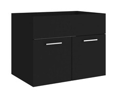 Meuble sous lavabo noir bois massif 60 cm - Jusqu'à -30%