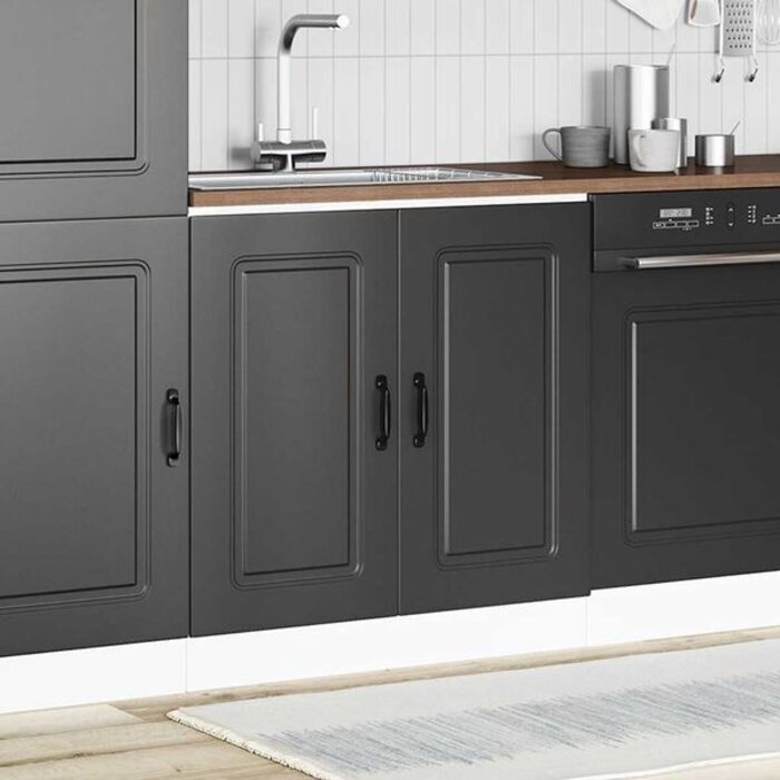 Meuble sous évier noir 80cm en bois d'ingénierie - Jusqu'à 30% de remise !