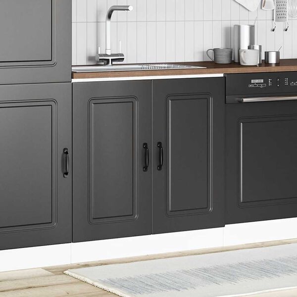 Meuble sous évier noir 80cm en bois d'ingénierie - Jusqu'à 30% de remise !