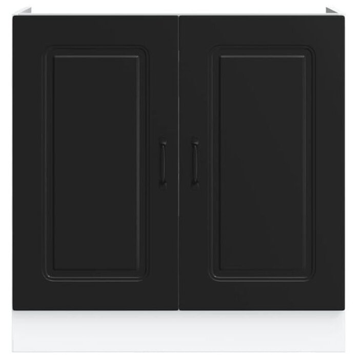 Meuble sous évier noir 80cm en bois d'ingénierie - Jusqu'à 30% de remise !