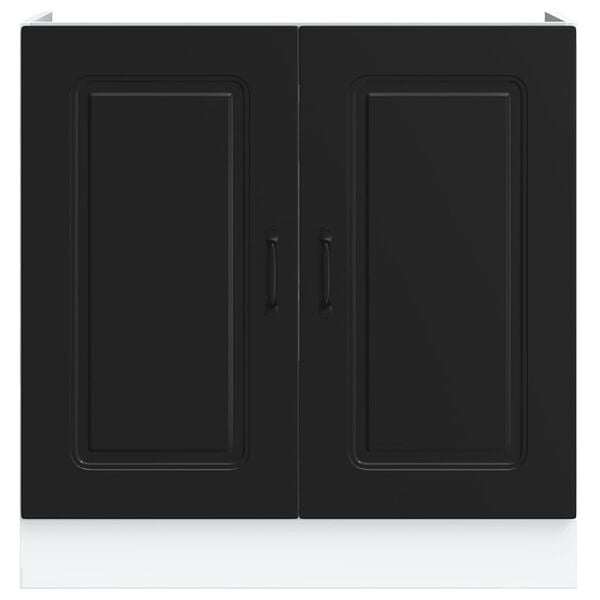 Meuble sous évier noir 80cm en bois d'ingénierie - Jusqu'à 30% de remise !