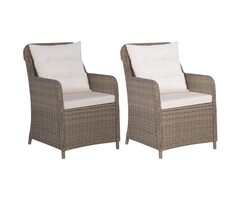 Salon de jardin 2 fauteuils polyrattan marron avec coussins - Jusqu'à -35%