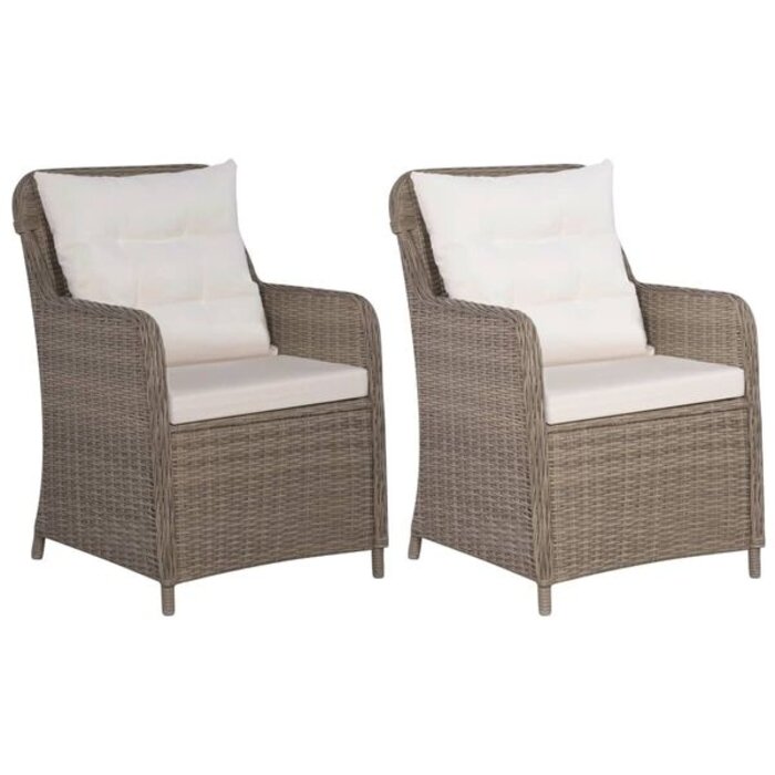 Salon de jardin (2 pcs) en polyrattan marron avec coussins