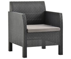 Fauteuil de jardin avec coussin en polypropylène imitation rotin anthracite - Polypropylène - Outdoor