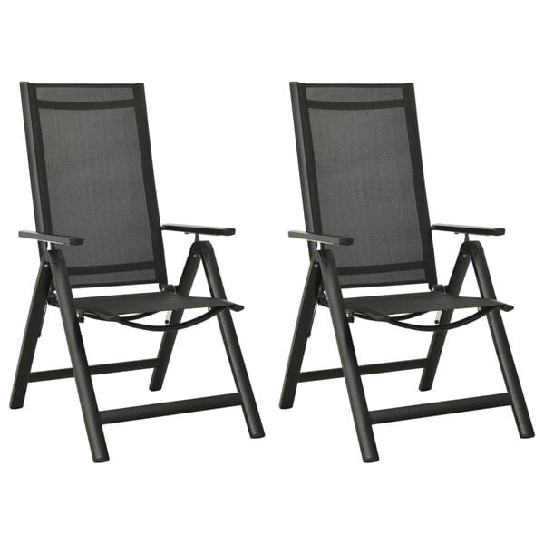 Ensemble de 2 chaises de jardin pliantes noires - Jusqu'à -35% !