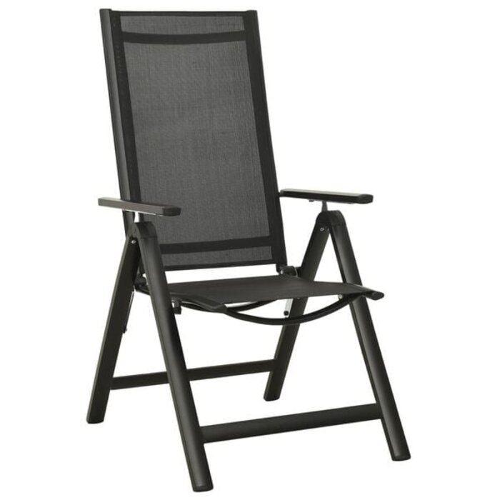 Ensemble de 2 chaises de jardin pliantes en aluminium et textilene noirs