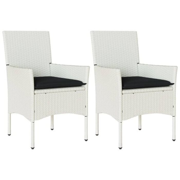 Ensemble de 2 Fauteuils de Jardin en Polyrotin Blanc avec Coussins