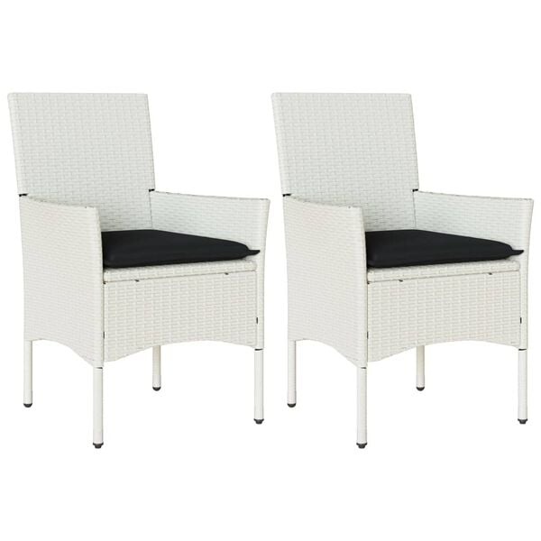 Ensemble de 2 Fauteuils de Jardin Polyrotin Blanc avec Coussins - Jusqu'à 35% de Réduction