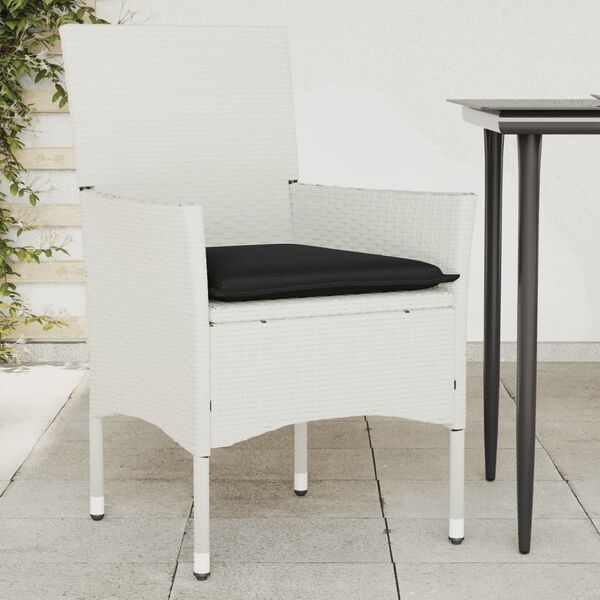 Ensemble de 2 Fauteuils de Jardin Polyrotin Blanc avec Coussins - Jusqu'à 35% de Réduction