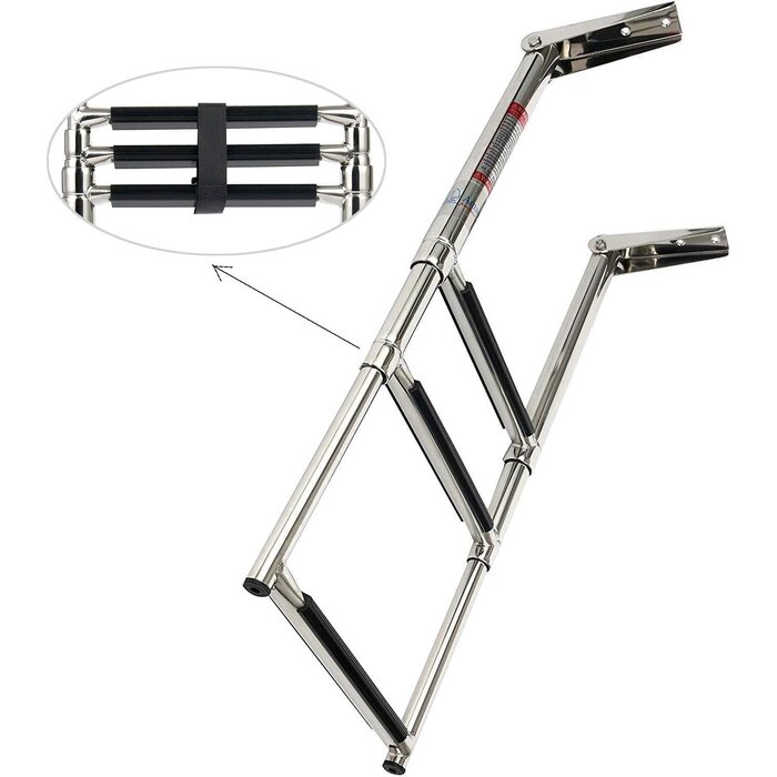 Échelle de bain télescopique en acier inoxydable, 3 marches, Argent, Taille unique