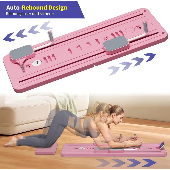 Planche Pilates Pliable Multifonction Rose - Rouleau Abdominal, Support Coude, Bande Résistance
