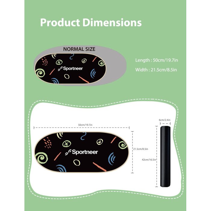 Planche d'équilibre en bois pour enfants, plateau de yoga, bois de bouleau, 50x21.5 cm, jusqu'à 100 kg