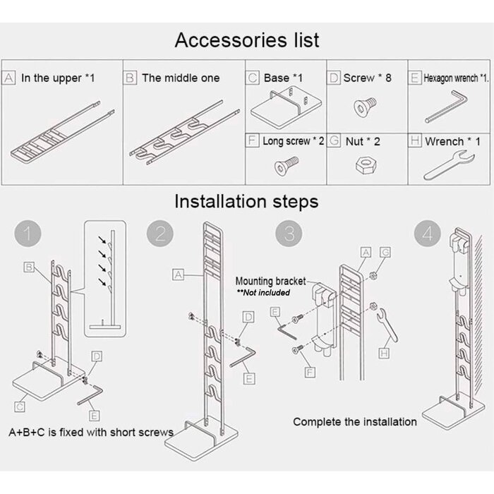 Support au sol pour aspirateur sans fil, organisateur de rangement, pour Dyson et Xiaomi, noir, 127cm, montage sans perçage