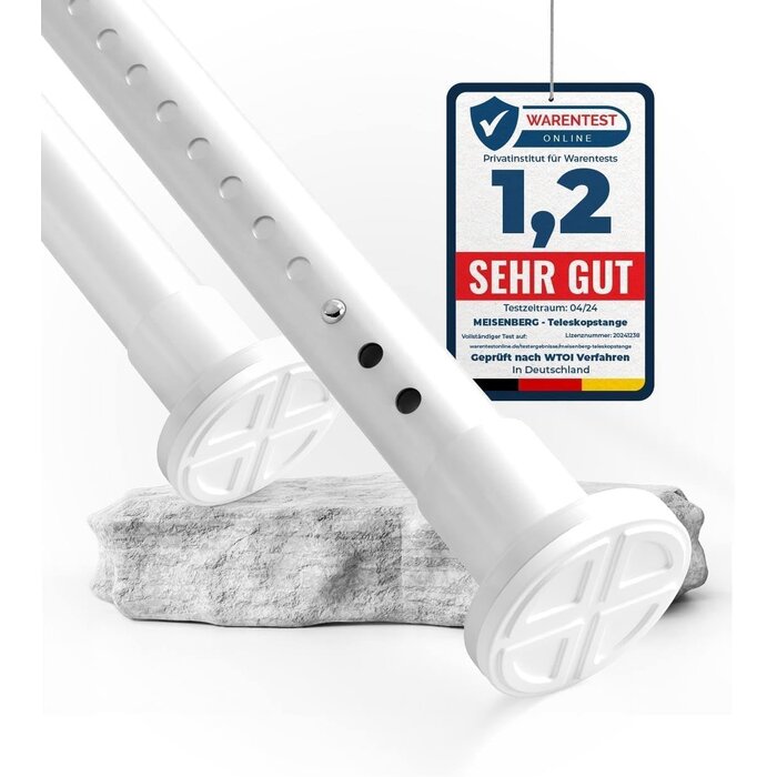 Tringle à Rideaux Extensible Blanche, 360-410 cm - Sans Percage