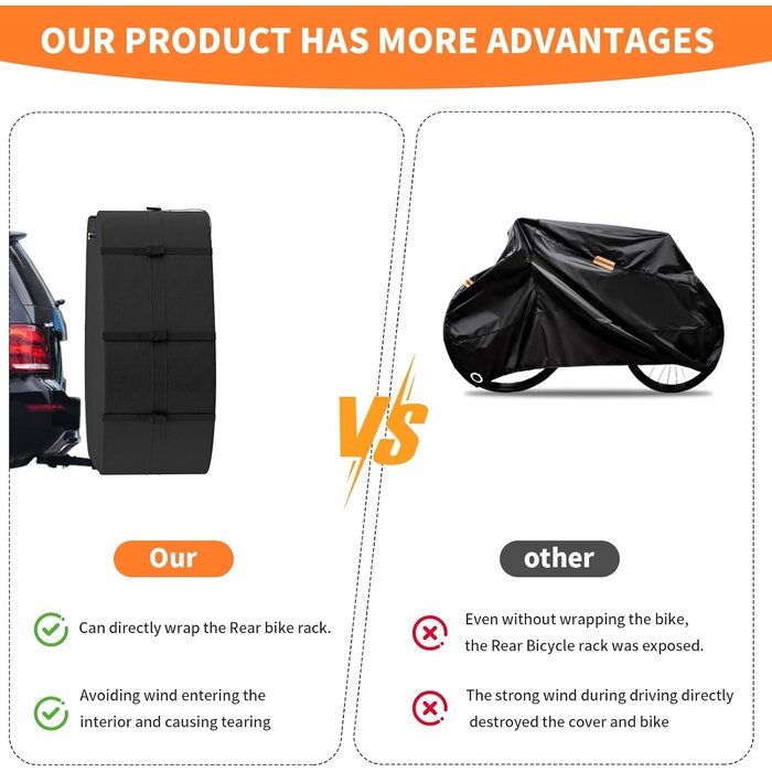 Housse pour Porte-Vélos de Voiture - 2 Vélos - Noir/Argent - Étanche Tissu Oxford 600D