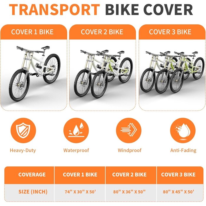 Housse pour Porte-Vélos de Voiture - 2 Vélos - Noir/Argent - Étanche Tissu Oxford 600D